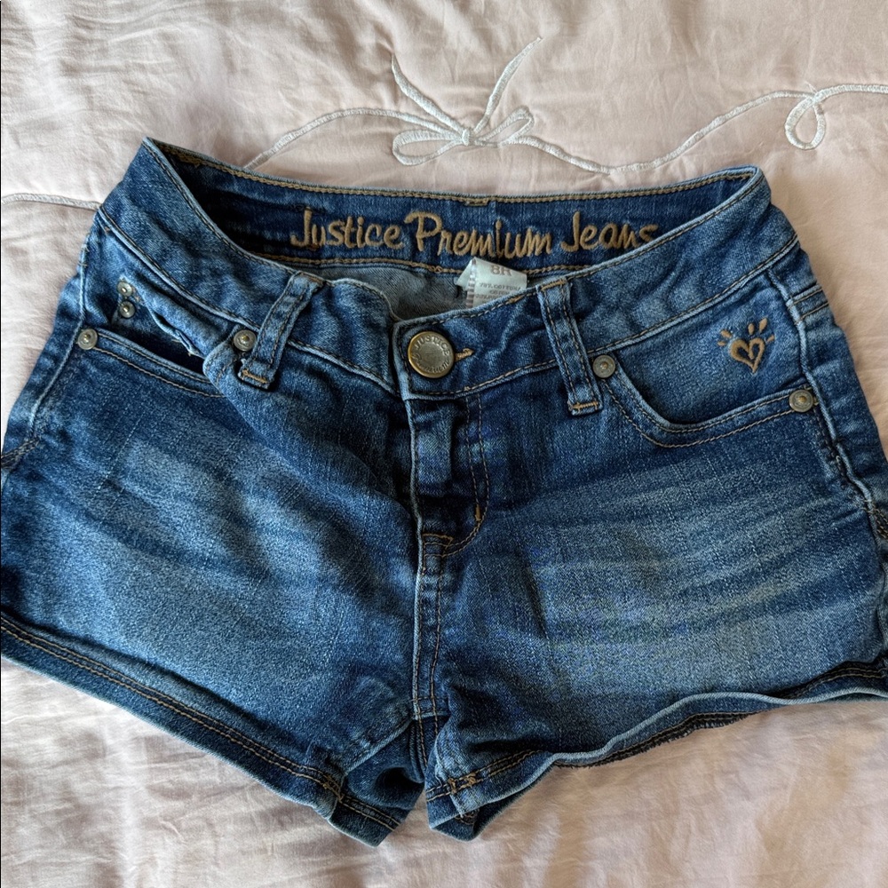 Justice Girls Denim Shorts in Blue Wash